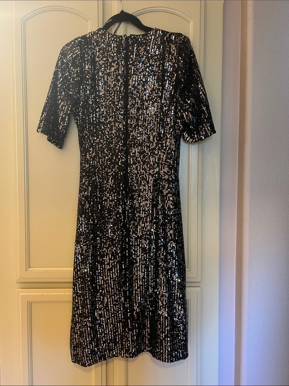Calvin Klein Black Sequin Mini Dress with V-Neck - Picture 3 of 3